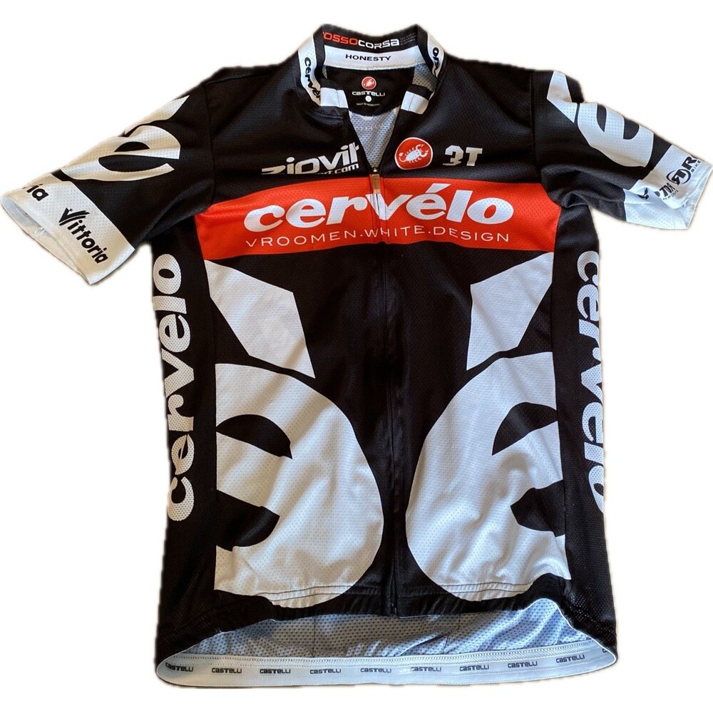 Castelli Cervelo Cycling Jersey Womens Large Rosso Corsa Bike Short Sleeve Zip